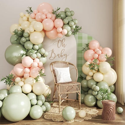 Sage Green Balloon Arch Kit for Baby Shower Bridal Shower Decorations | 124Pcs by CROSSFINGERS
