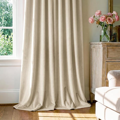 Beige Velvet Drapes Back Tab Privacy - Image 7