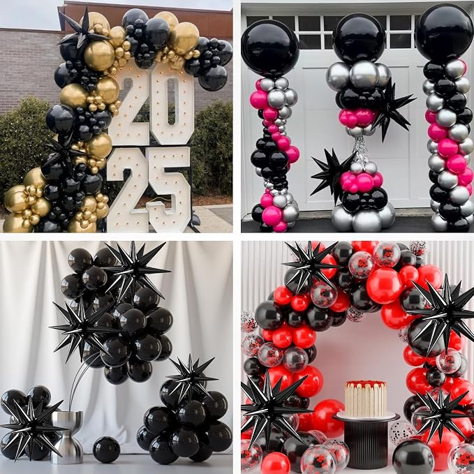 Black Star Balloons, 22/27 Inch Black Star Foil Balloons, Aluminum Foil Balloon - Image 7