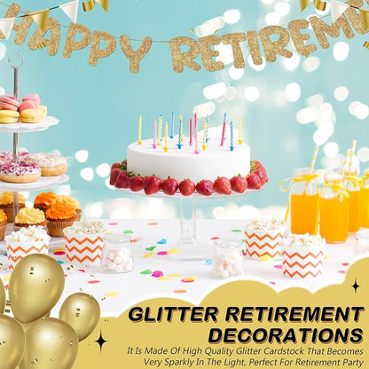Fulmoon Pre Strung Happy Retirement Banner Glitter Retirement Sign Funny - Image 7