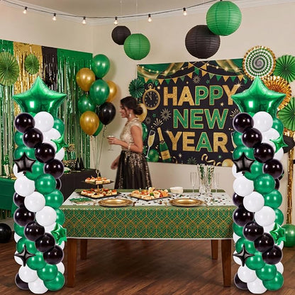 Gejoy 110 Pcs Football Party Balloon Column Stand Kit Green White Black - Image 5
