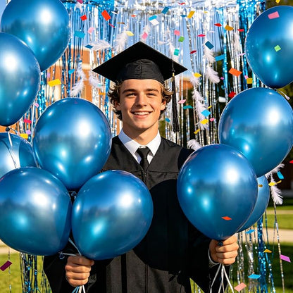 100pcs Metallic Blue Balloons 12 inch Chrome Round Latex | Helium Compatible - Image 8