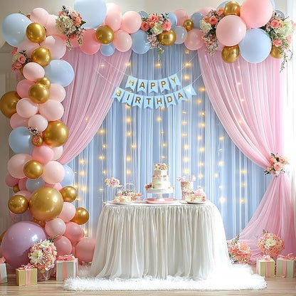 10x10ft Pink Blue Tulle Backdrop Curtain - Image 3