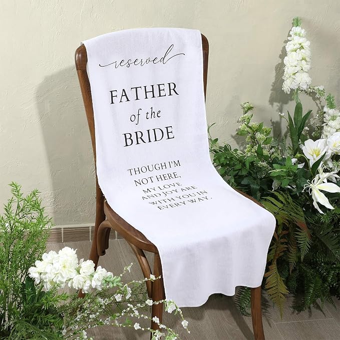 HunnmingRe Father of the Bride Wedding Memorial Reserved Chair Sign Banner in - Image 8