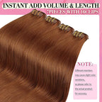 YoungSee Clip in Human Hair Extensions Copper 22inch Human Hair Extensions Clip ins Copper Hair Extensions Real Human Hair Clip ins Long Straight Hair 120g 7pcs