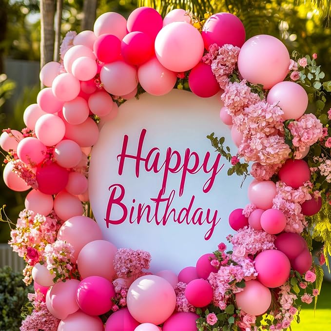RUBFAC Pink Balloon Arch Kit Different Sizes Hot Pink Balloons 129pcs | Garland - Image 5