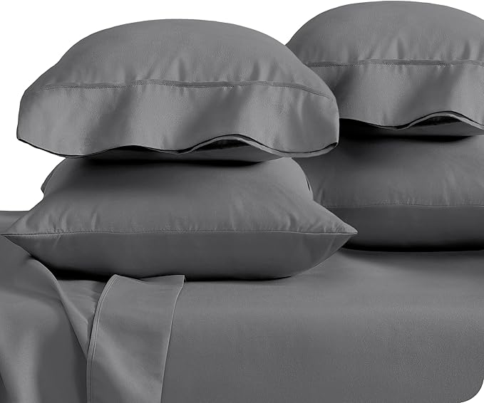 Bare Home Microfiber King Size Pillowcases - 4 Pack, Grey, 20x40