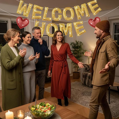Tegeme Felt Welcome Home Banner, Pre-strung Glitter Welcome Garland Reusable - Image 3