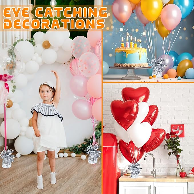 8 Pcs Silver Metallic Balloon Weights Holder Anchors Balloon Holder Weights - Image 4