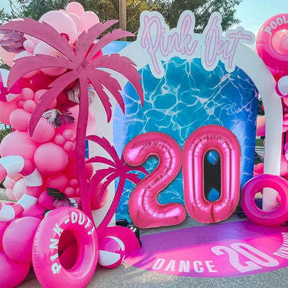 40 Inch Number Balloon Hot Pink 20 Set Pink Theme 20th Birthday Decor 10Pcs | - Image 3