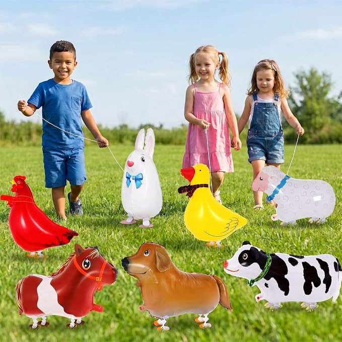 8 Pcs Walking Animal Balloons, Farm Animals Balloons, Walking Foil Mylar Balloon - Image 4