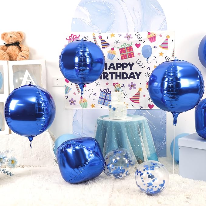 Royal Blue Giant 4D Foil Balloons, 22 Inch Big Round Foil Balloon - Image 8