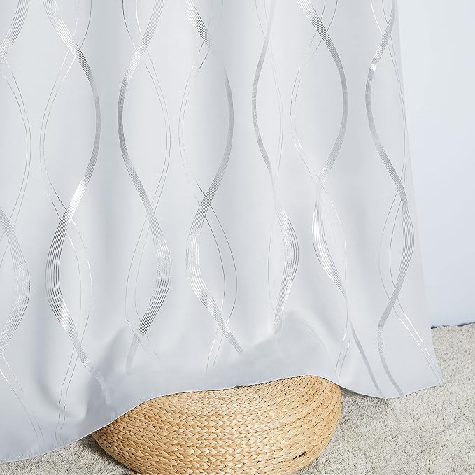NICETOWN Greyish White Room Darkening Curtain Panels - Image 7