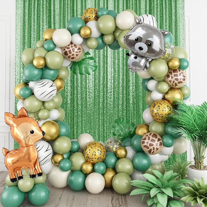 2×8FT-6PCS Grass Green Sequin Backdrop Curtains Panels, Photography Backdrop - Image 2