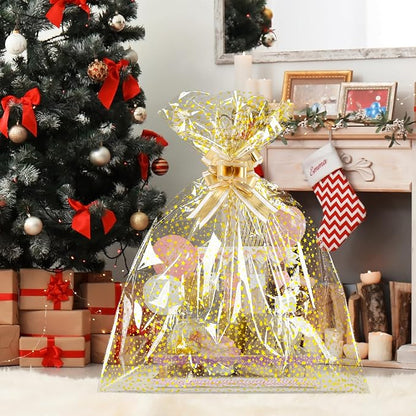 COQOFA 20 Pieces Large Cello/Cellophane Bags, 24x30 Inches Clear Basket Gift - Image 7