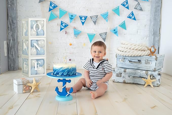 Baby Boy First Birthday Party Decorations 'ONE' Letters Individual Three White - Image 3