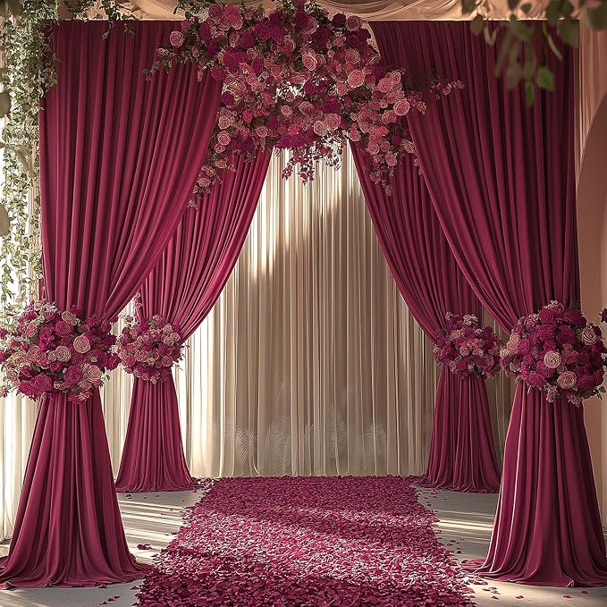 ESGOTBME 10x10ft Wrinkle Free ‌Burgundy Backdrop Curtain - Image 6