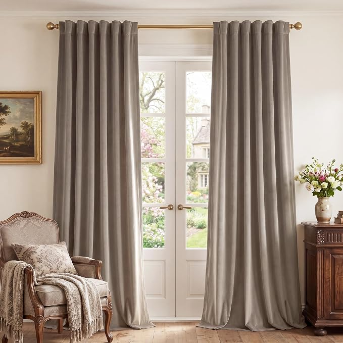 Camel Beige Velvet Curtains Extra by StangH