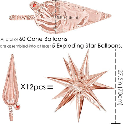 ZAKVOOR 60 Pcs Star Balloons 12 Spike Foil Explosion Party Decoration Balloons - Image 2