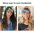 Yeshan Boho Bandeau headbands for Women Wide Bandana Knot Hair Scarf Floral Printed African Hair Bands Elastic Turban Thick Head Wraps Stretch Cotton Head Bands,Pack of 6