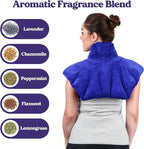 Microwavable Heating Pad for Neck, Shoulders, and Back by Joy & Grace | 5 Lb Weighted Neck & Shoulder Wrap | Moist Heat Therapy Pack for Relaxation and Comfort | Soft Micro-Mink Cover | Scented Blue