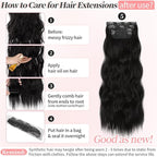 KooKaStyle Clip in Hair Extensions 4PCS Long Wavy Synthetic Dark Black Brown Fiber Double Weft Natural Thick Hairpieces 24Inch for Women