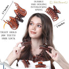 RC ROCHE 6 Pcs Double Claw Hair Clip Tooth Claw Clip Grip Tooth Jaw Clamps Thin Fine Hair Strong Hold No Slip Undo Clutchers for Women, Medium Brown