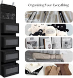 Giraffe Creation Over Door Organizer with 4 Large Capacity Pockets, Hanging Organizer Storage for Closet Bathroom Nursery Bedroom Dorm, Toys Cosmetics Sundries and Baby Essentials, Black