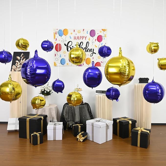 Purple Gold Round Foil Balloons - Image 9
