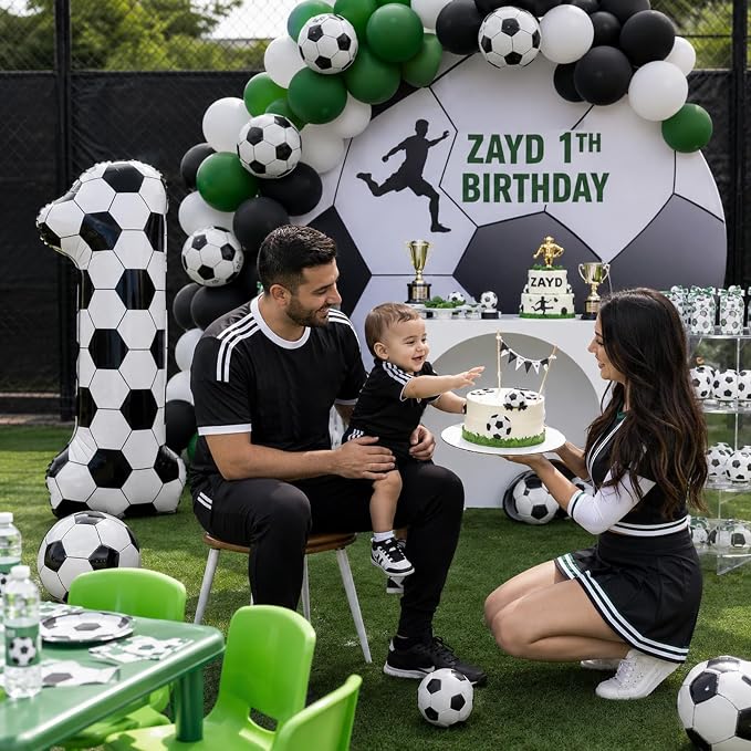 40 Inch Soccer Number 1 Balloons, Large White Soccer Foil 1 Balloon Numbers - Image 5