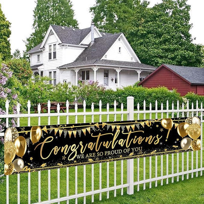 Graduation Decoration Banner Black and Gold Graduation 2026 Banner Sign Gold - Image 6