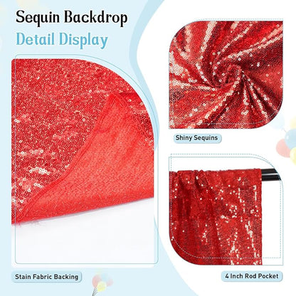 SquarePie 10x10ft Red Sequin Backdrop, High Density Non-Transparent Glitter - Image 3