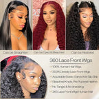 Burmese Curly Human Hair Wig with Spiral End 200% Density 360 Full HD Lace Front Wigs Human Hair Water Wave Wigs for Women 30Inch Pre Plucked with Baby Hair Tiny Knots Natural Black
