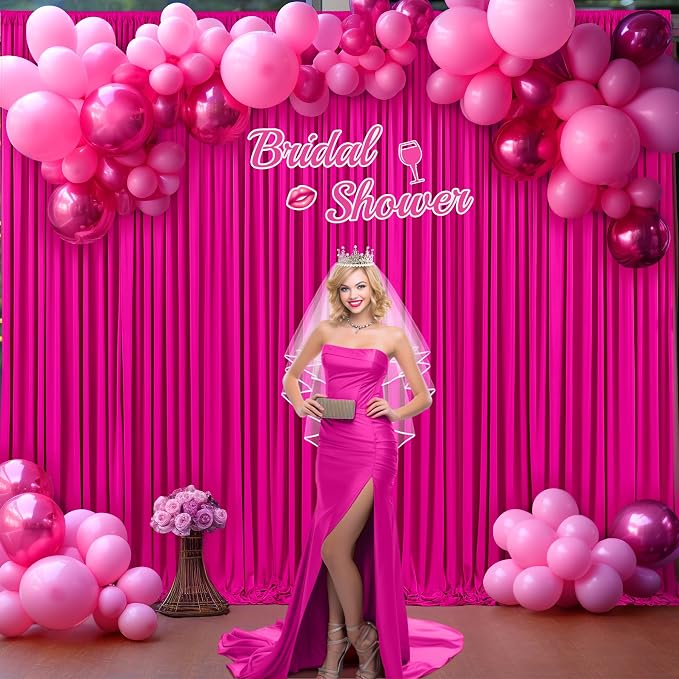 4 Panels Hot Pink Backdrop Curtains - Image 4