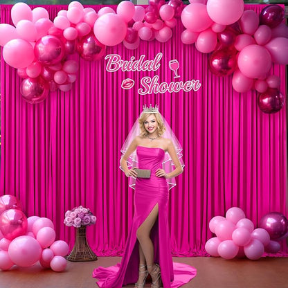 8 Panels Hot Pink Backdrop Curtains - Image 3