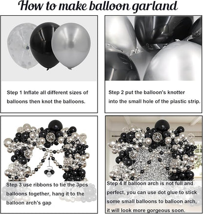 Black and Silver Balloons Arch Kit - Image 3
