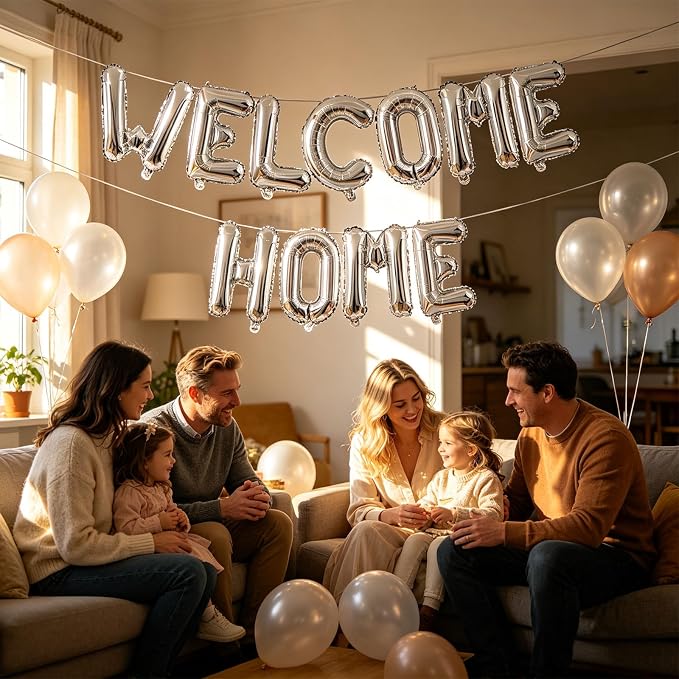 2 Set 22Pcs Silver WELCOME HOME Letter Balloons 16in Balloon Foil Letter - Image 8