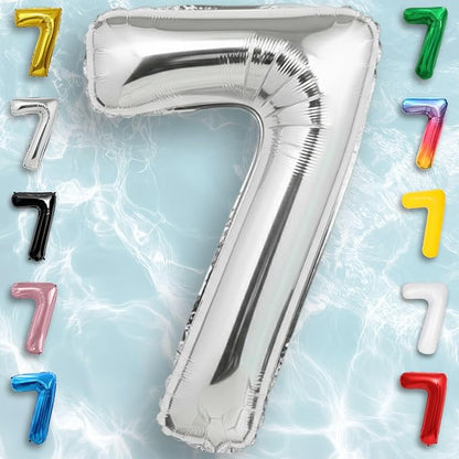 Silver Number Balloon 7 Mylar Foil Balloons 16 inch Small - Image 4