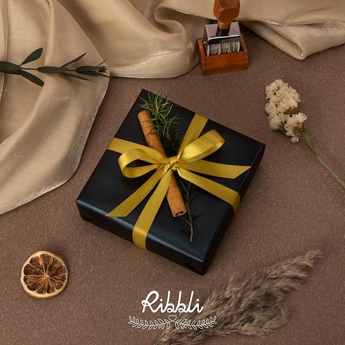 Ribbli Gold Satin Ribbon Double Faced Satin 1/2 inch x Continuous 50 Yards-Gold - Image 2