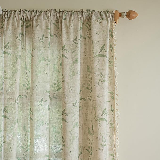 ENJOYBRIDAL Floral Curtains 84 Inch Length Light Filtering Semi Sheer Drapes - Image 2