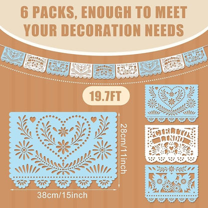 TaoBary 6 Pcs Papel Picado Mexican Wedding Cielito Lindo Party Decor 118 Feet - Image 2