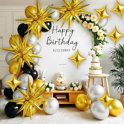 TONIFUL 18Pcs 22Inch Gold Large Explosion Star Mylar Balloons and 10Inch Four - Image 6