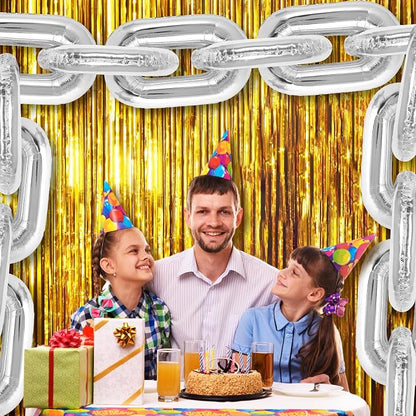 24 Pcs Silver Chain Balloons, Giant Chain Balloons Garland, 16 inch Foil Chain - Image 7