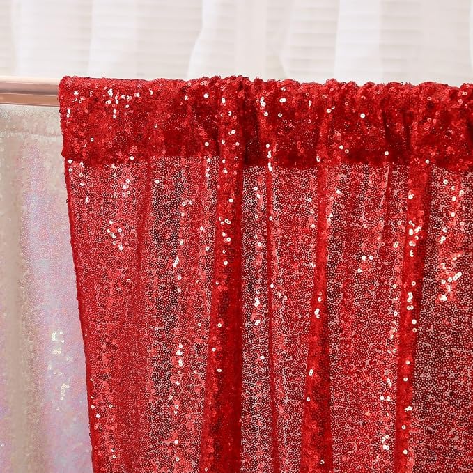Poise3EHome Red Sequin Backdrop, 5FT x 7FT Glitter Photography Background - Image 5