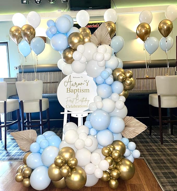 Blue and White Gold Balloons - Image 8