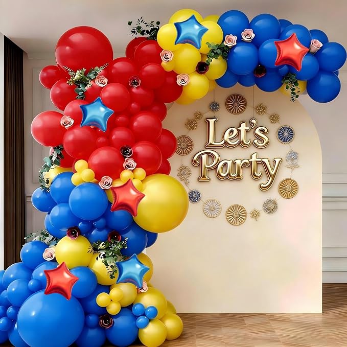 160Pcs Red Yellow Blue Carnival Circus Balloon Garland Arch Kit | Latex Balloons by Unknown