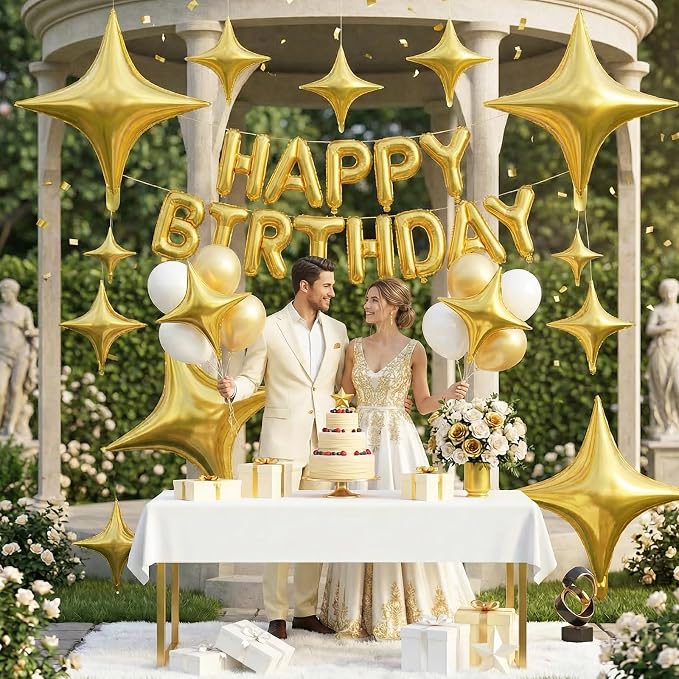 Gold Star Balloons, 26 Inch and 10 Inch Gold Stars Shaped Balloon - Image 7