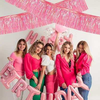 BEISHIDA Laser Pink Fringe Garland Banner 30ft Wall Tinsel Foil Streamers | - Image 5
