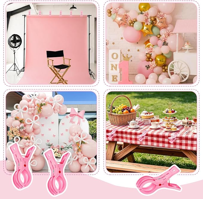 EMART 10 Pack Balloon Arch Clips Plastic Pink Large Towel Clips 3.5 Inch Heavy - Image 4