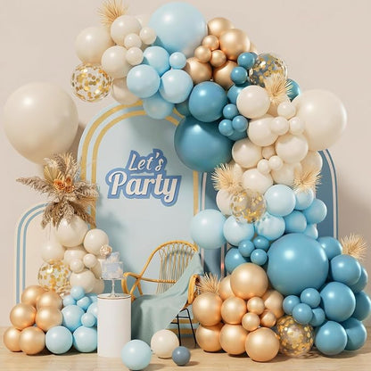 Sea Blue Balloon Garland Arch Kit 151pcs, Dusty Teal Light Blue Cream White - Image 3
